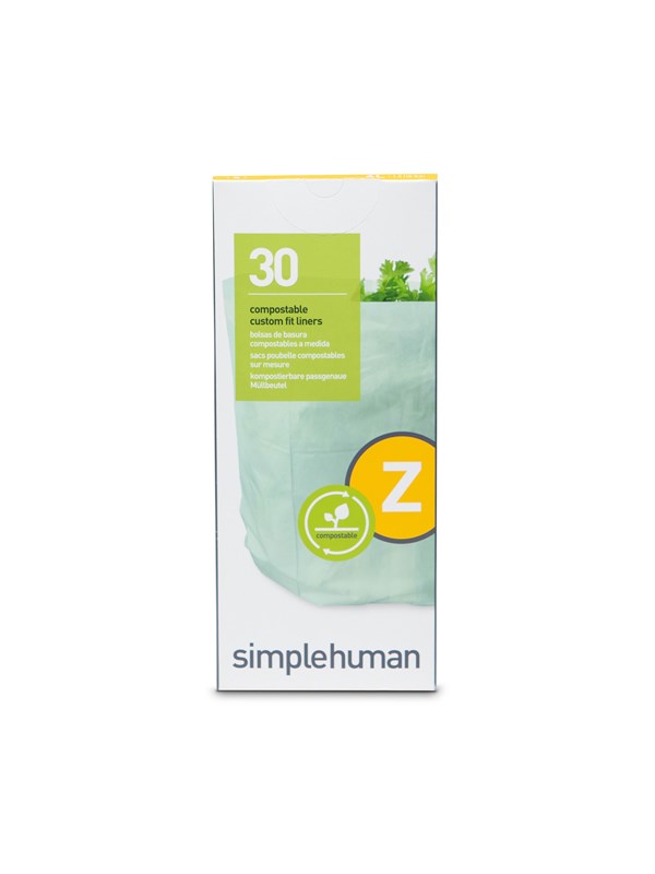 Simplehuman Koodi Z mittatilaustyönä tehdyt roskapussit, 30 kpl, valkoinen