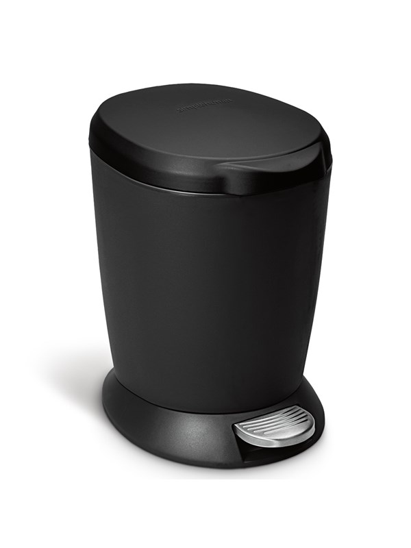 Simplehuman 6L pyöreä poljinroskis, musta muovi