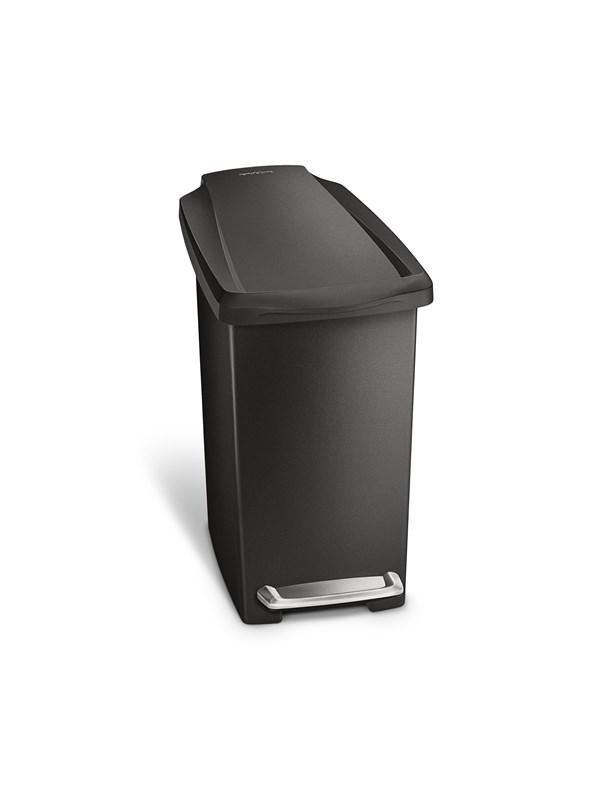 Simplehuman 10L kapea poljinroskis, musta muovi