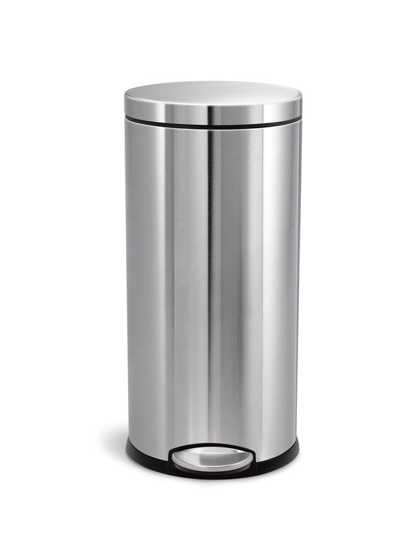 Simplehuman 30L pyöreä poljinroskakori, harjattua ruostumatonta terästä