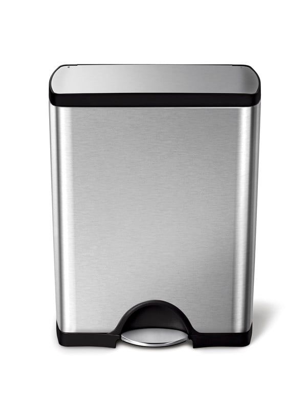 Simplehuman 50L suorakulmainen poljinroskis, harjattua ruostumatonta terästä