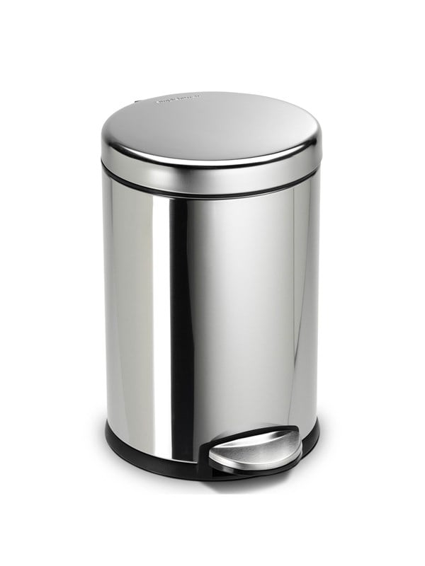 Simplehuman 4,5L pyöreä poljinroskis, kiillotettu teräs