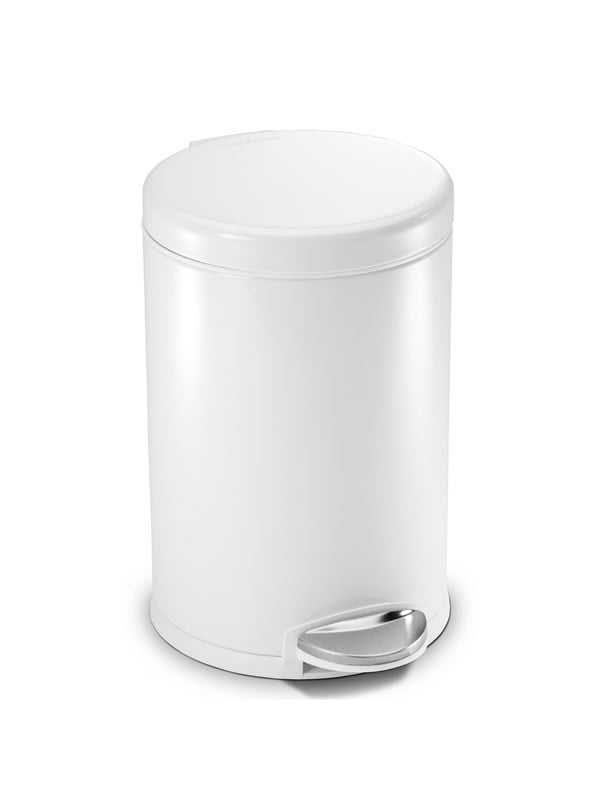 Simplehuman 4,5L pyöreä poljinroskis, valkoinen teräs