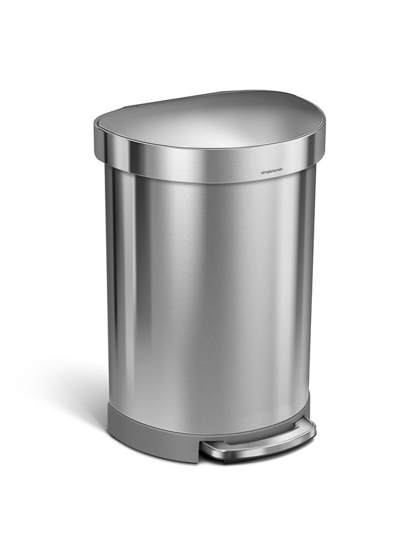 Simplehuman 60L puoliympyrän muotoinen poljinroskis, harjattu ruostumaton teräs