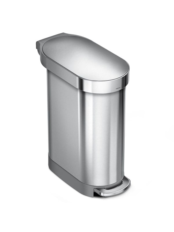 Simplehuman 45L kapea poljinroskis, harjattua ruostumatonta terästä