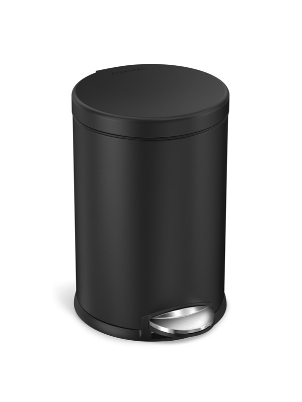 Simplehuman 4,5L pyöreä poljinroskis, musta teräs