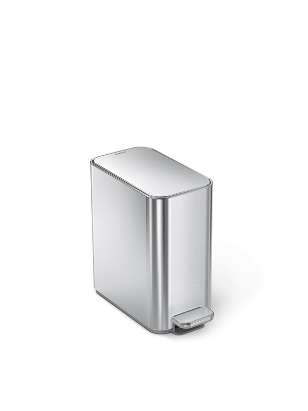 Simplehuman 5L ohut poljinsäiliö, harjattua ruostumatonta terästä