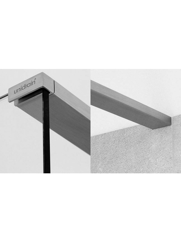 Unidrain GlassLine top rail Left Brushed steel