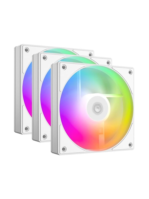 ID-Cooling AS-120-ARGB-W TRIO - Kotelotuuletin - 120mm - Valkoinen, RGB-valolla - 27 dBA