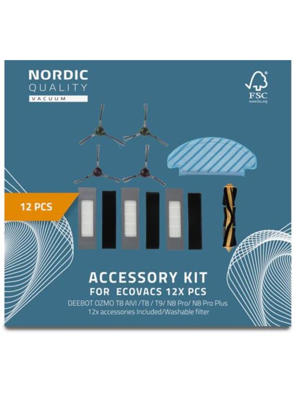 Nordic Quality Robotti-imurit 12 Pcs Kit Ecovacs OZMO