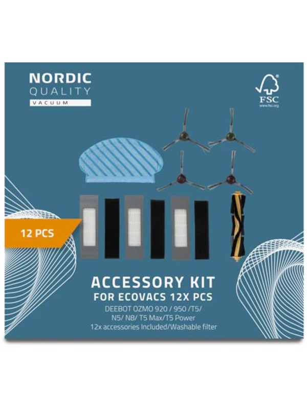 Nordic Quality Robotti-imurit 12 Pcs Kit Ecovacs OZMO