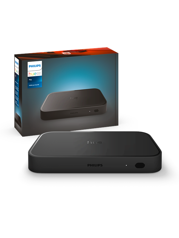 Philips Hue Sync Box 8K - HDMI 2.1, Synkronoi jopa 10 Hue-valoa viihteeseen, Zigbee, Ohjaus sovelluksessa & puhekomennoilla, HDR10+, Dolby Vision/Dolby Atmos