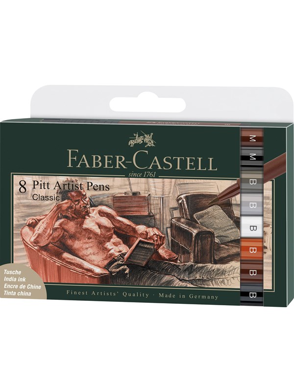 Faber-Castell India ink Pitt Artist Pen Classical 8ct