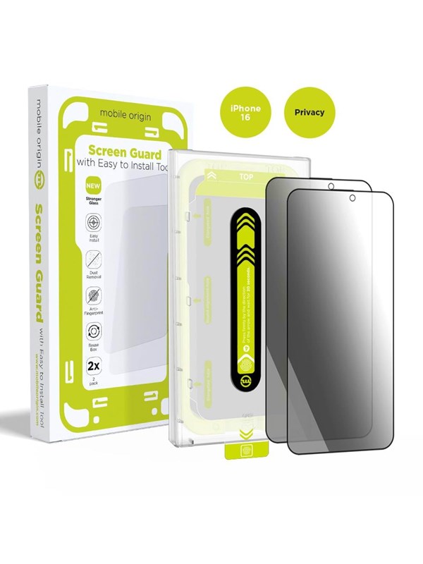 Mobile Origin Screen Guard Privacy with easy applicator - 2 pack - iPhone 16