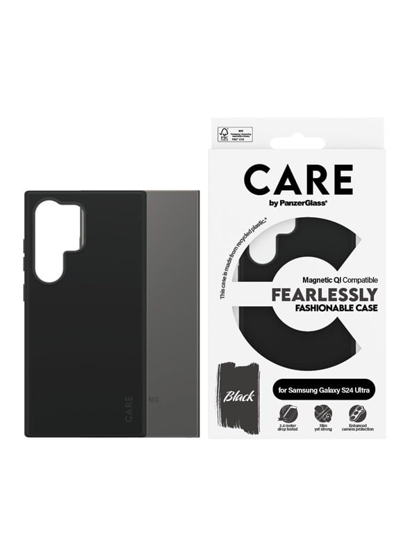 CARE by PanzerGlass Fashionable Case Black w. QI Compatible Samsung Galaxy S24 Ultra