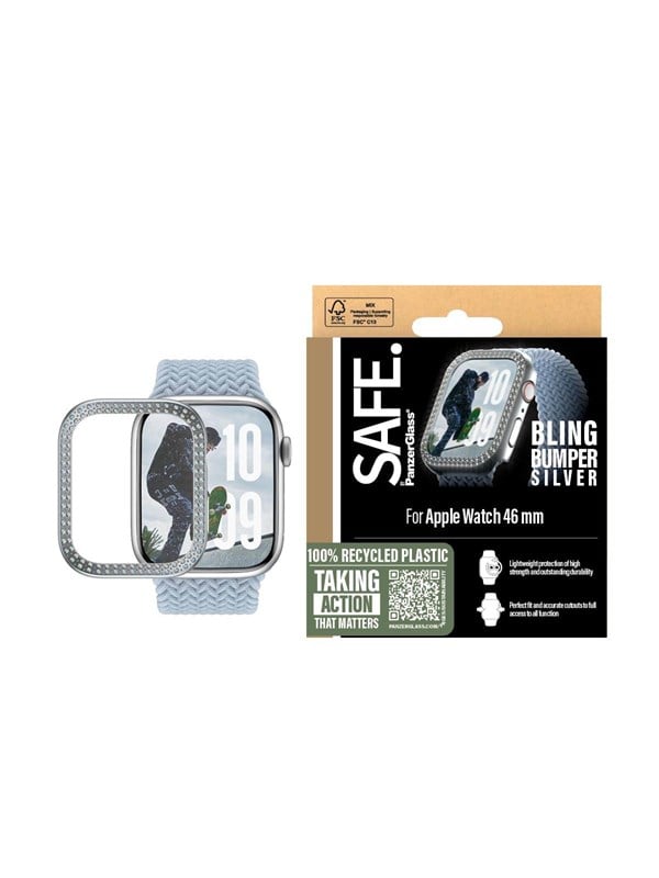 SAFE by PanzerGlass Bling Bumper Silver Apple Watch Series 10 | 46mm