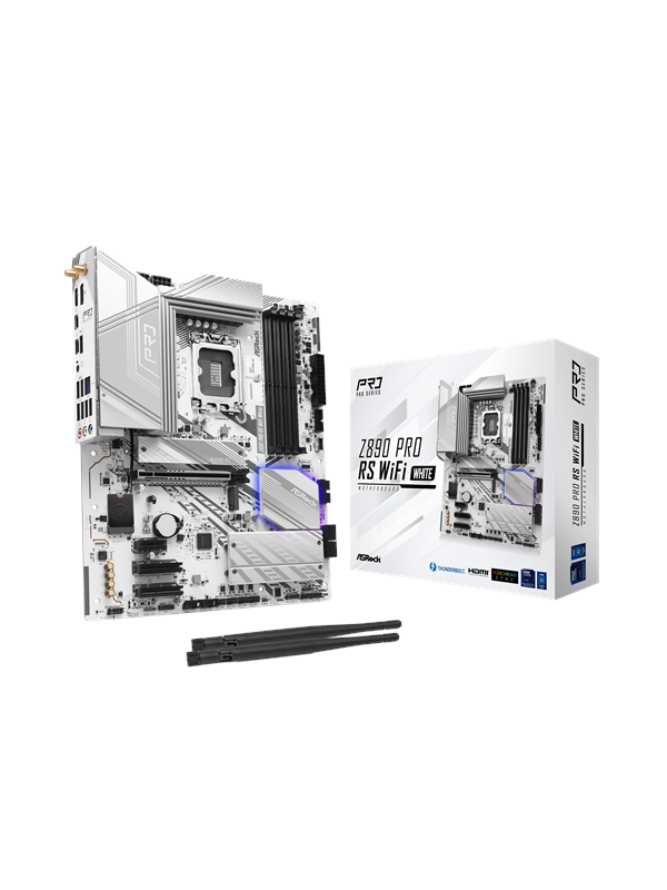 ASRock Z890 PRO RS WIFI WHITE Emolevy - Intel Z890 - Intel LGA1851 - DDR5 RAM - ATX