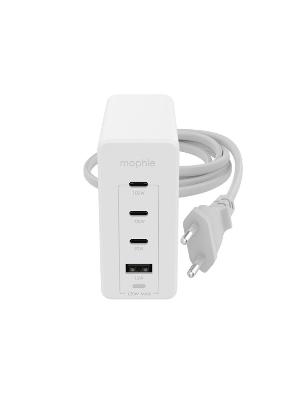 Mophie USB-C 120W Wall Adapter PD HUB (3xUSB-C + 1xUSB-A) GaN - White