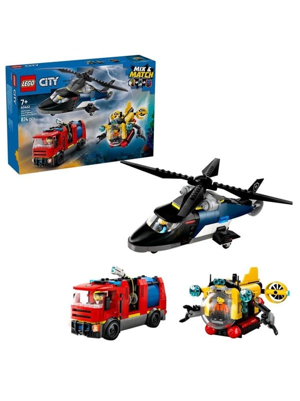 LEGO City 60462 Helikopteri, paloauto ja sukellusvene yhdessä