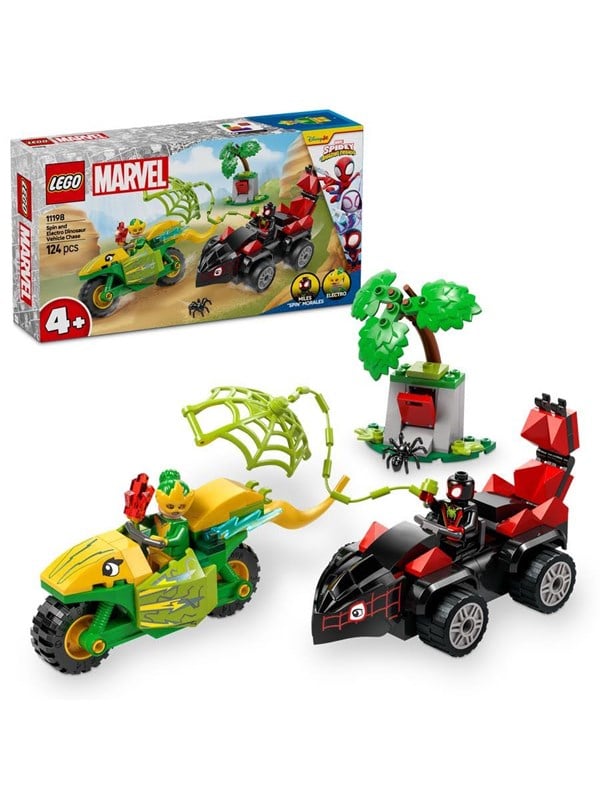 LEGO Spidey 11198 Spin ja Electro: dinomenopelien takaa-ajo