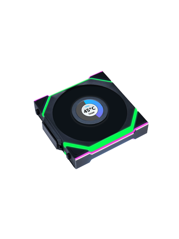 Lian Li UNI FAN SL Wireless LCD Black - Kotelotuuletin - 120mm - Musta RGB LED valolla - 29 dBA