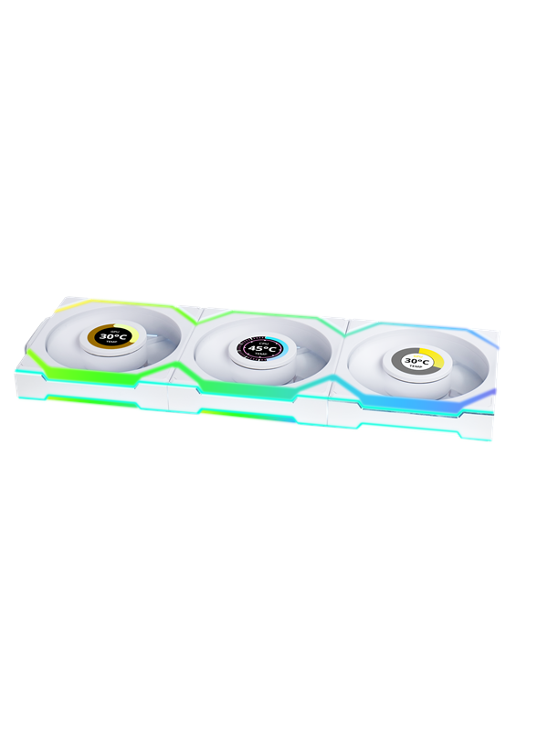 Lian Li UNI FAN SL Wireless LCD (3-pack) White - Kotelotuuletin - 120mm - Valkoinen - 29 dBA