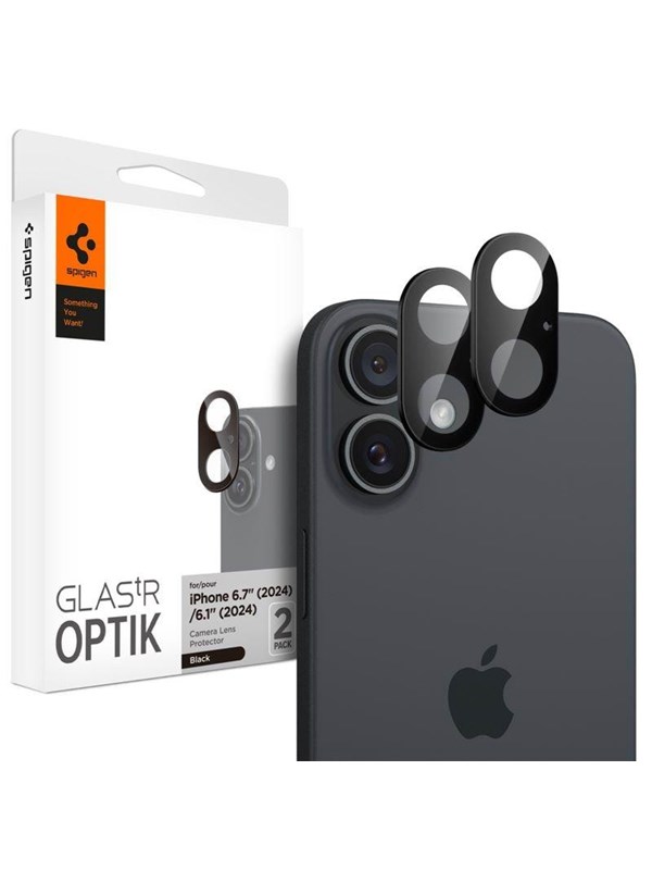 Spigen Glass tR Optik 2 Pack - black - iPhone 16/16 Plus