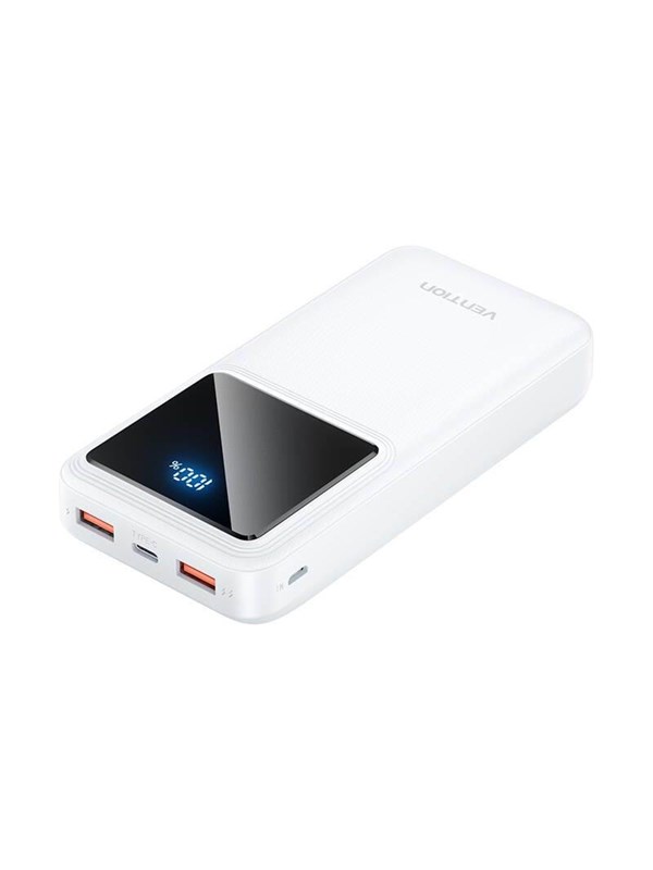 Vention Powerbank FHLW0 20000mAh Micro-USB USB-C 2xUSB-A 22.5W (white) Powerbank - Valkoinen - 20000 mAh