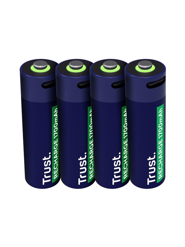 Trust 25631, Ladattava paristo, AA, 4 kpl, 1700 mAh, 2 h, oikosulku, oikosulku, akku, 4 kpl, 1700 mAh, 2 h