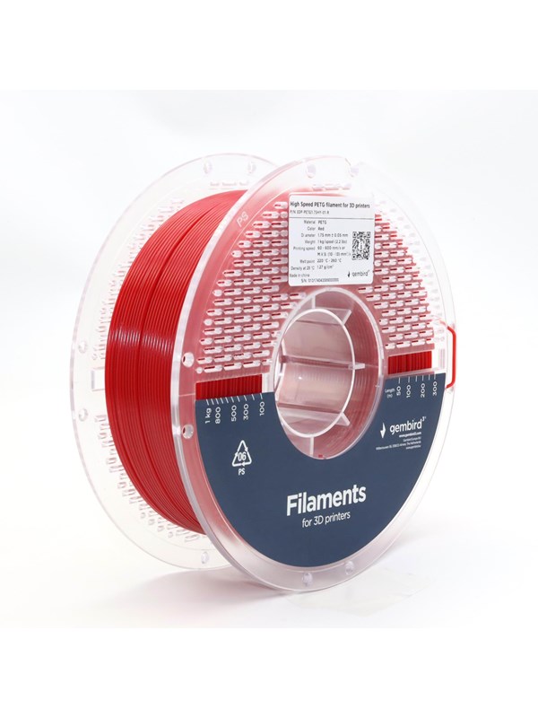 Gembird High Speed PETG (PET, PETT) - Punainen - 1.75mm ø - 1 kg