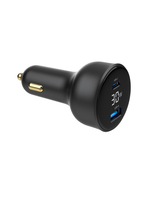 Gembird Car Power Adapter with LCD display - USB Type-C PD - 30W