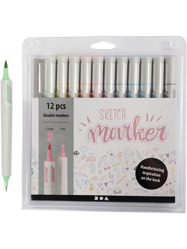 Creativ Company Sketch Double Markers Pastel Colours 12 pcs