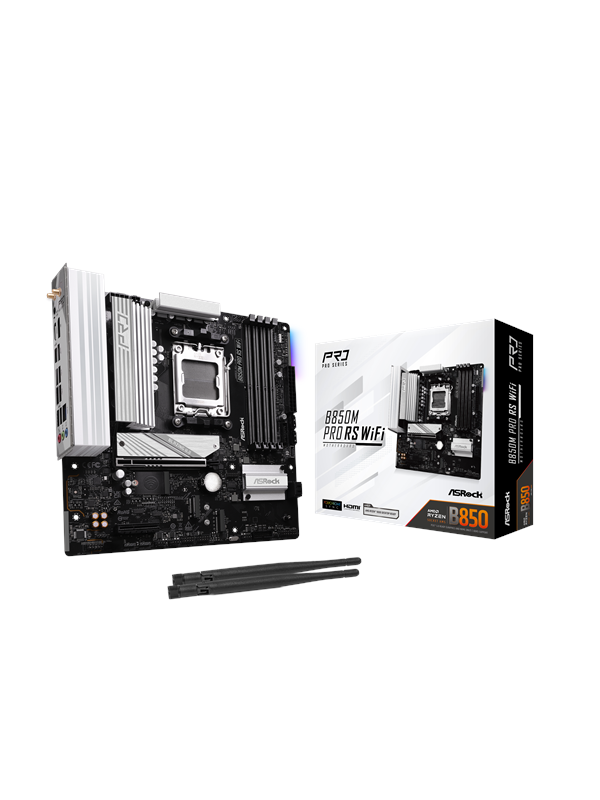 ASRock B850M Pro RS WiFi Emolevy - AMD B850 - AMD AM5 socket - DDR5 RAM - Micro-ATX