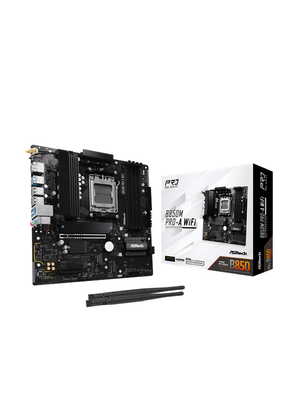 ASRock B850M Pro-A WiFi Emolevy - AMD B850 - AMD AM5 socket - DDR5 RAM - Micro-ATX