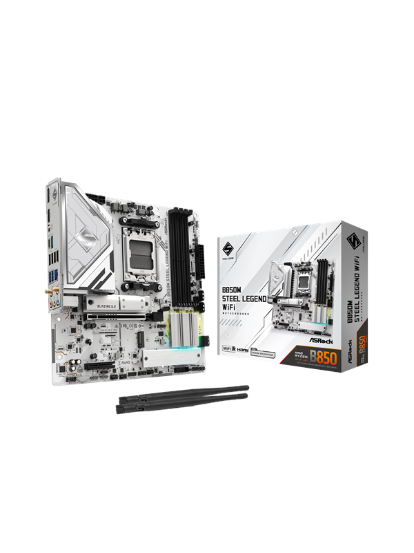 ASRock B850M Steel Legend WiFi Emolevy - AMD B850 - AMD AM5 socket - DDR5 RAM - Micro-ATX