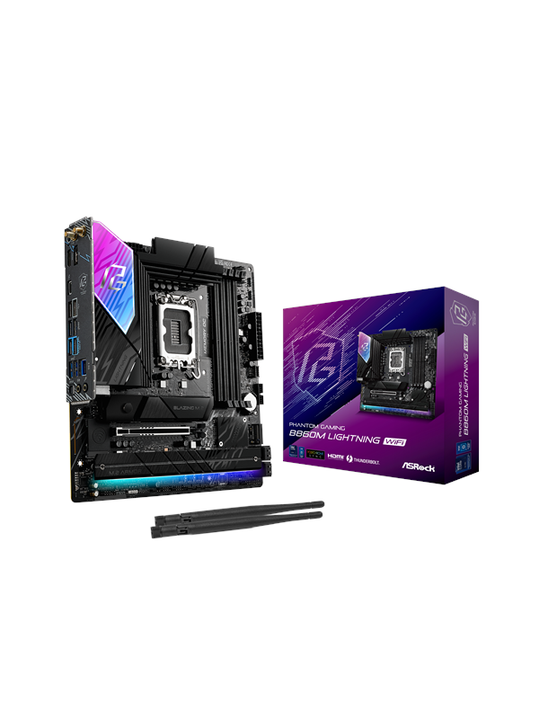 ASRock B860M Lightning WiFi Emolevy - Intel B860 - Intel LGA1851 - DDR5 RAM - Micro-ATX