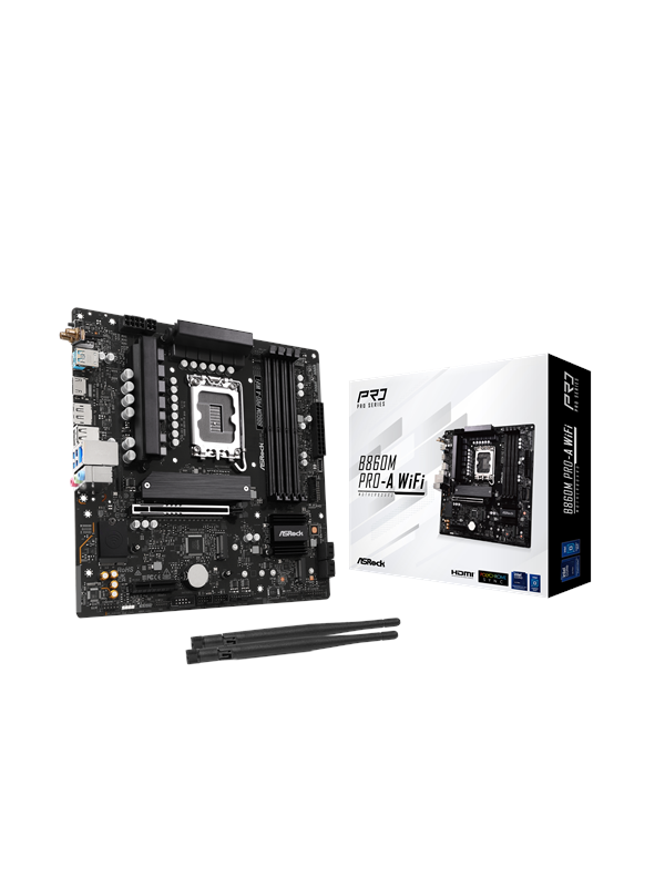 ASRock B860M Pro-A WiFi Emolevy - Intel B860 - Intel LGA1851 - DDR5 RAM - Micro-ATX