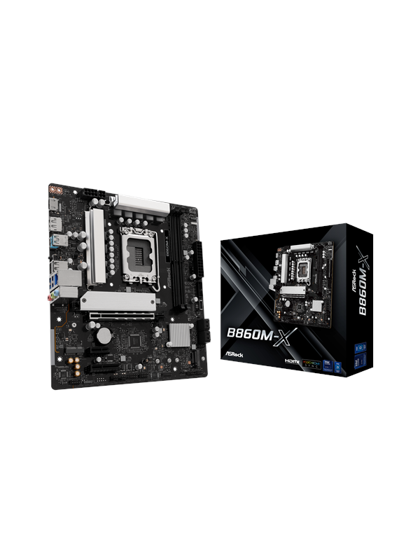 ASRock B860M-X Emolevy - Intel B860 - Intel LGA1851 socket - DDR5 RAM - Micro-ATX
