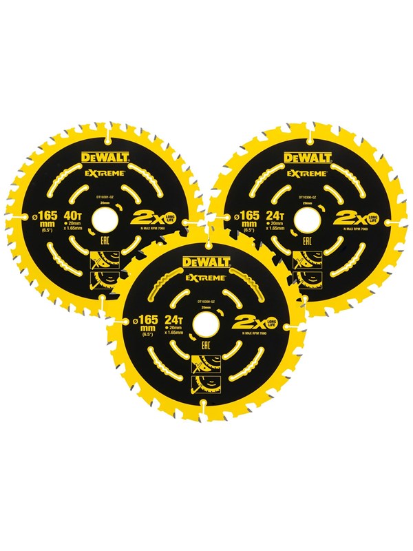 Dewalt DT10397-QZ Extreme blade (230V) 165 x 20 3-pack ass.