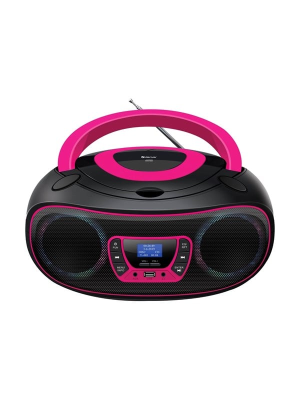DENVER TDB-212P - Pink - DAB+ Boombox with Bluetooth & CD Player - Pink