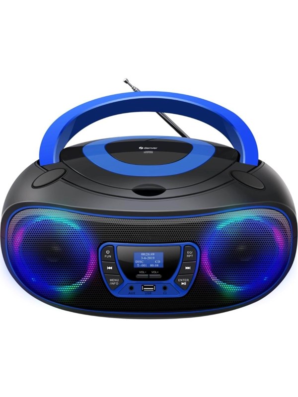 DENVER TDB-212BU - Blue - DAB+ Boombox with Bluetooth & CD Player