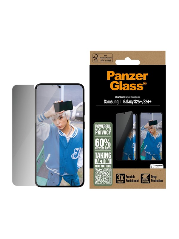 PanzerGlass Privacy Screen Protector Samsung Galaxy S25+ | Ultra-Wide Fit