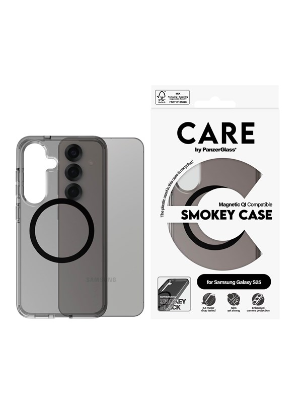 CARE by PanzerGlass Flagship Case Urban Combat Smokey w. Black QI Compatible Samsung Galaxy S25