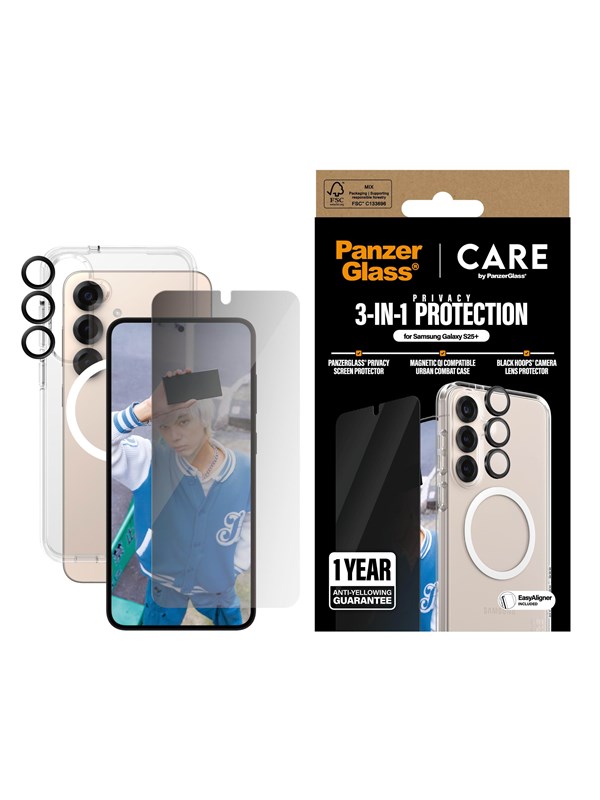 CARE by PanzerGlass Flagship 3-in-1 Privacy Bundle Samsung Galaxy S25+
