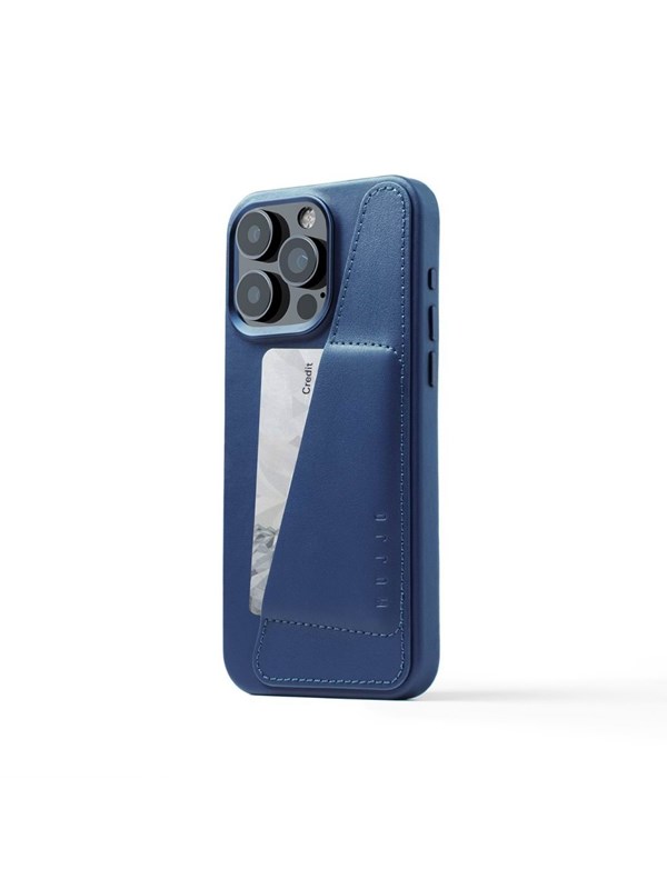 Mujjo iPhone 15 Pro Max Wallet Leather Case - Monaco Blue