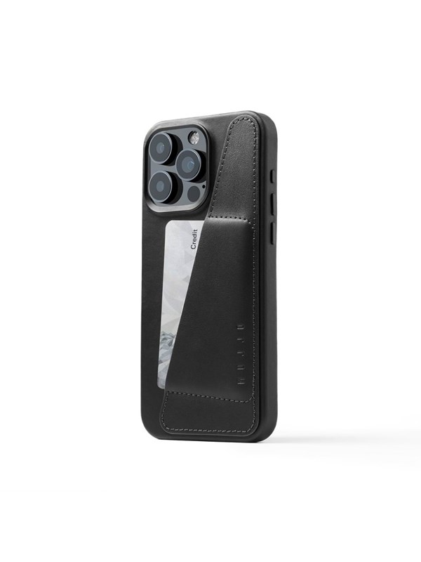 Mujjo iPhone 15 Pro Max Wallet Leather Case - Black