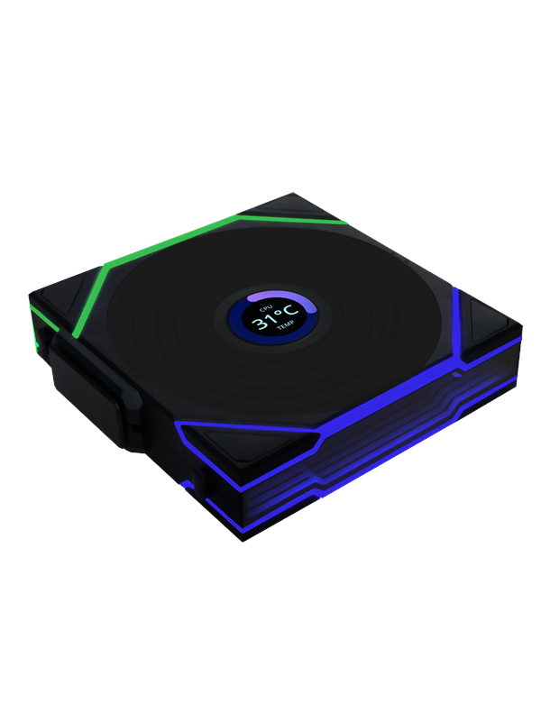 Lian Li UNI FAN TL-LCD 120 Reverse Blade PWM ARGB -tuuletin, nestelaakeri, 120 mm, musta