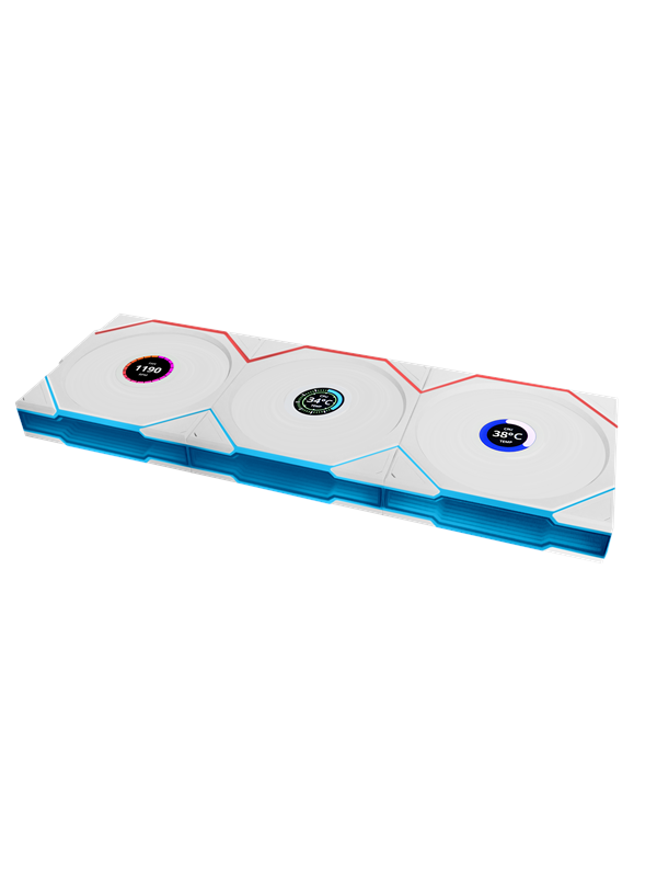 Lian Li UNI FAN TL Wireless LCD 3 pack - Kotelotuuletin - 120mm - Valkoinen, RGB-valolla - 33 dBA