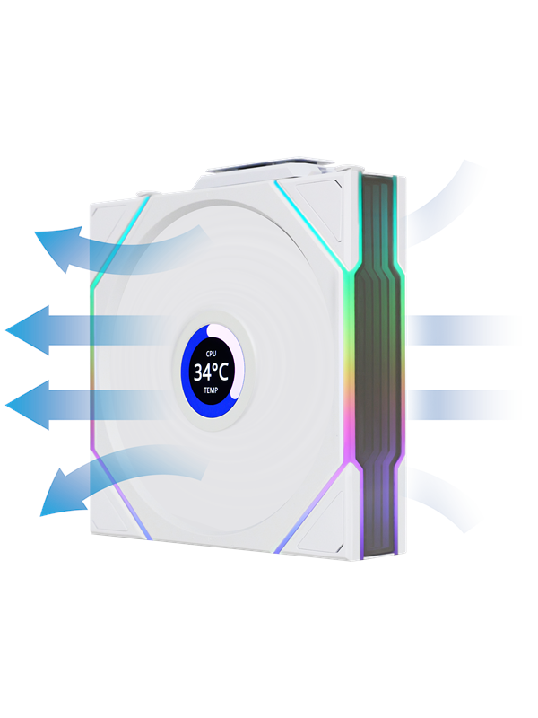 Lian Li UNI FAN TL Wireless LCD Reverse 3 pack - Kotelotuuletin - 120mm - Valkoinen - 33 dBA