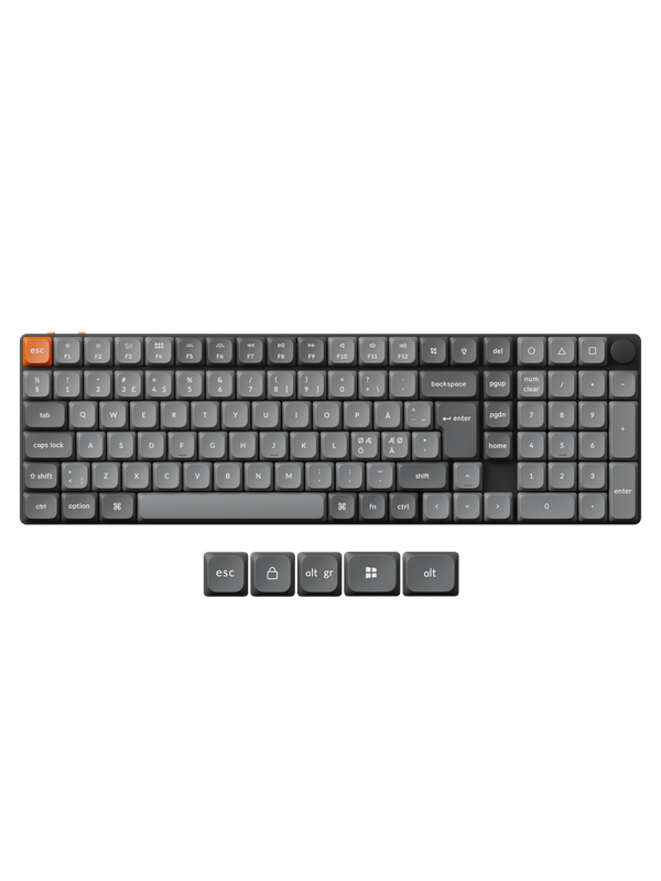 Keychron K17 MAX Wireless Tri-Mode Hot Swap QMK/VIA Gateron Low Profile Brown - Pelinäppäimistö - Pohjoismainen - Musta